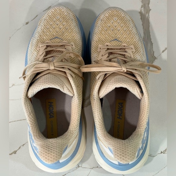 Hoka Clifton 9 Running Shoes. Men’s Size 12D Color Oak/Alabaster / Cream/blue - Picture 9 of 12